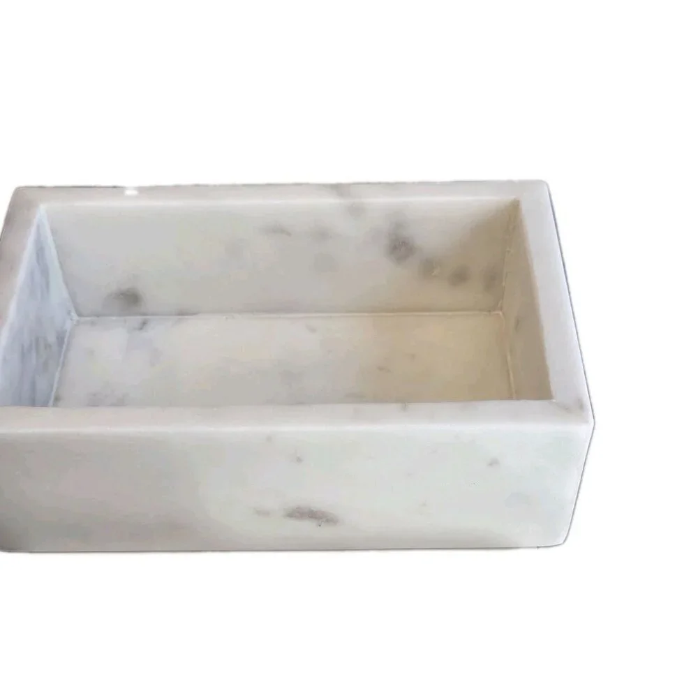 New White Marble BOHO Jungle Accessories Jewelry Trinket Storage W/ Elephant